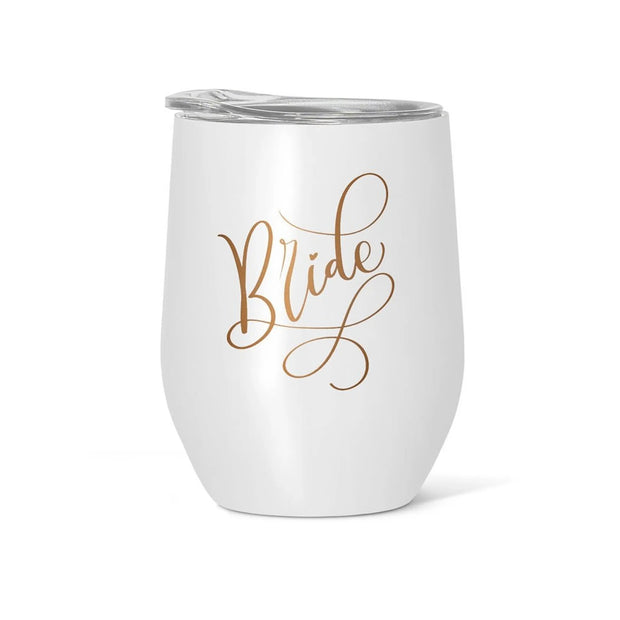 Stainless Steel White Bride Wine & Coffee Tumbler 16 oz.