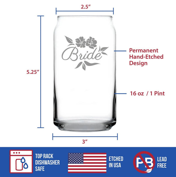 Wedding Bride Beer Can Pint Glass - Bridal Party Gifts