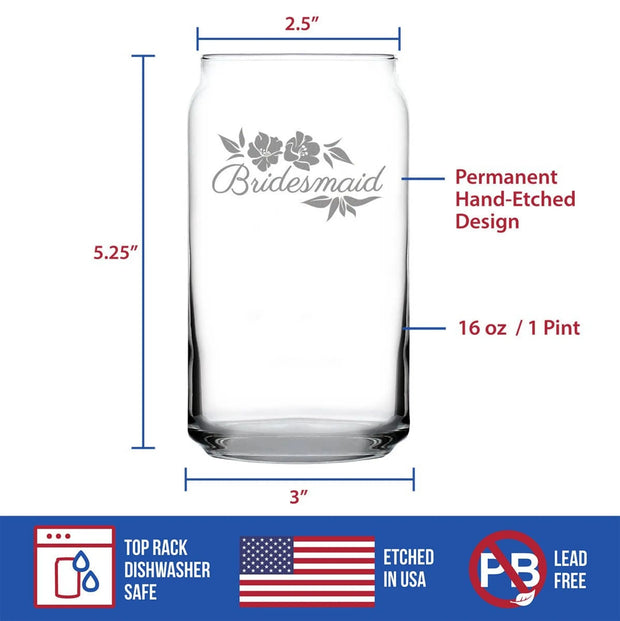 Wedding Bridesmaid Beer Can Pint Glass - Bridal Party Gifts