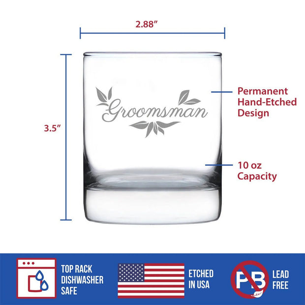Wedding Groomsman Whiskey Rocks Glass - Bridal Party Gifts