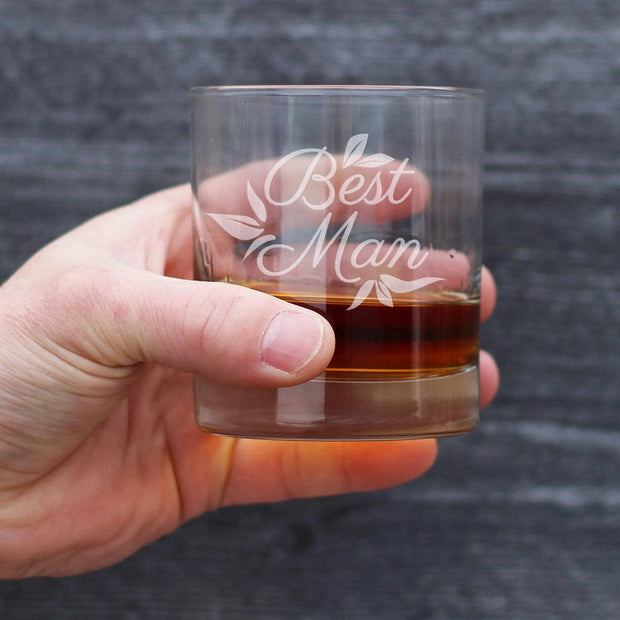 Wedding Best Man Whiskey Rocks Glass - Bridal Party Gifts