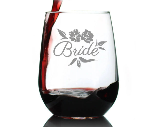 Wedding Bride Stemless Wine Glass - Bridal Party Gifts