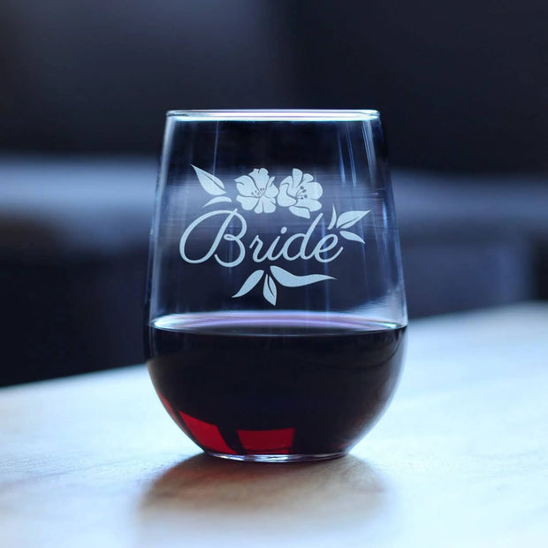 Wedding Bride Stemless Wine Glass - Bridal Party Gifts