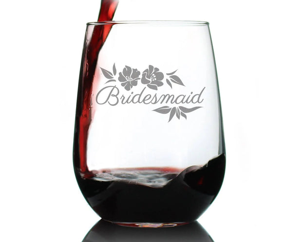 Wedding Bridesmaid Stemless Wine Glass - Bridal Party Gifts