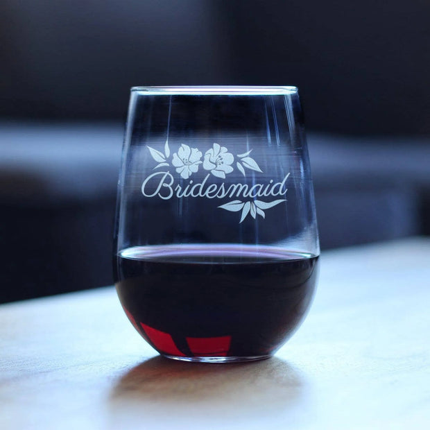 Wedding Bridesmaid Stemless Wine Glass - Bridal Party Gifts