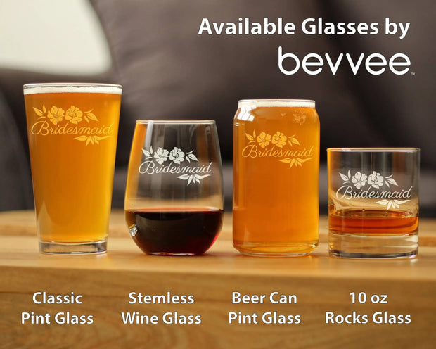 Wedding Bridesmaid Stemless Wine Glass - Bridal Party Gifts