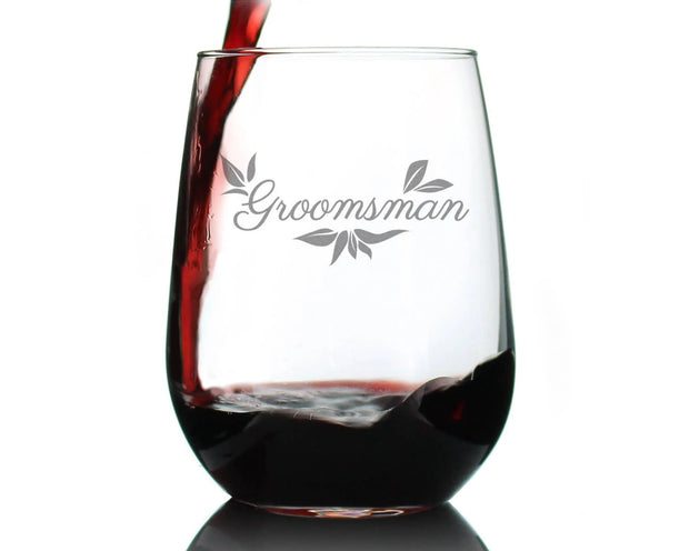 Wedding Groomsman Stemless Wine Glass - Bridal Party Gifts