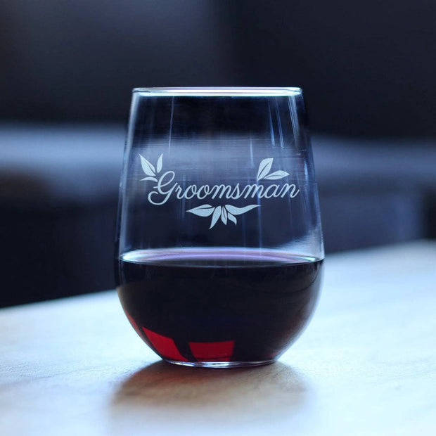 Wedding Groomsman Stemless Wine Glass - Bridal Party Gifts
