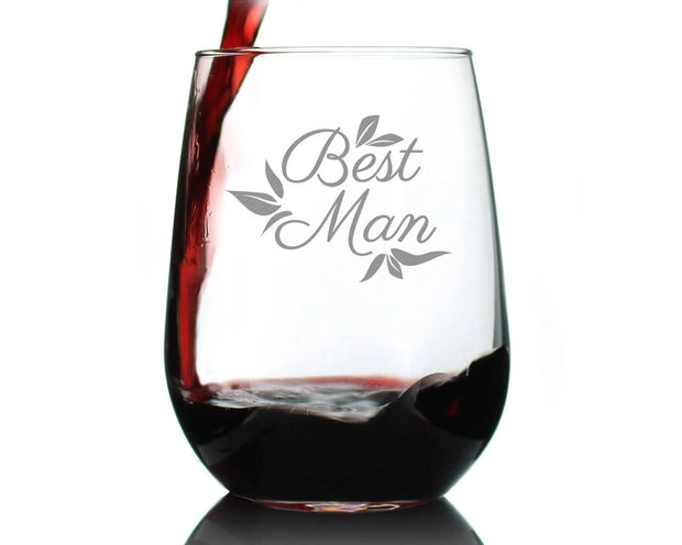 Wedding Best Man Stemless Wine Glass - Bridal Party Gifts