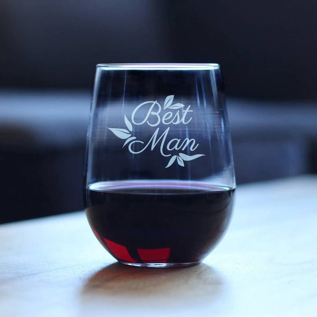 Wedding Best Man Stemless Wine Glass - Bridal Party Gifts