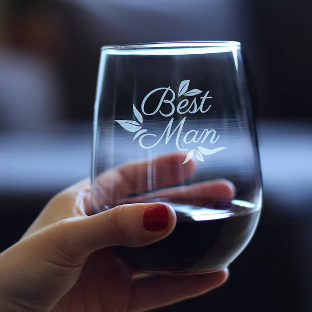 Wedding Best Man Stemless Wine Glass - Bridal Party Gifts