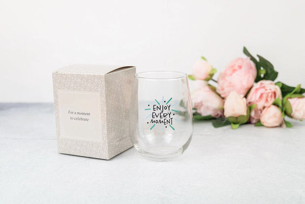 Lizush Luxury Spa Gift Basket And Self Care Gifts For Women With Wine Glass Enjoy Every Moment - 5 Piece Set