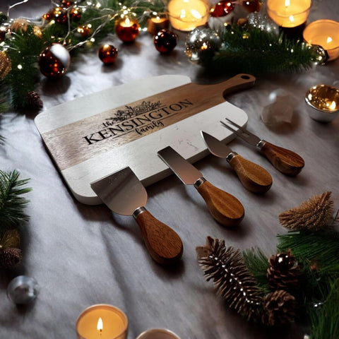 Personalized Marble Charcuterie Board with Serving Tools