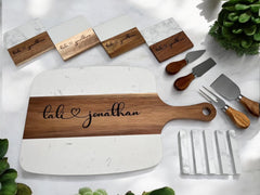 Personalized Marble Charcuterie Board with Serving Tools