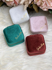 Personalized Name Velvet Bridesmaid Proposal Jewelry Box Case