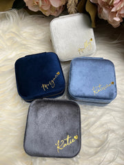 Personalized Name Velvet Bridesmaid Proposal Jewelry Box Case