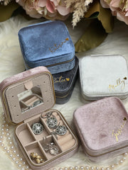 Personalized Name Velvet Bridesmaid Proposal Jewelry Box Case