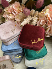 Personalized Name Velvet Bridesmaid Proposal Jewelry Box Case