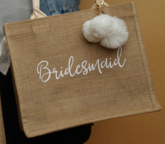 Personalized Bridesmaid Bridal Burlap Tote Gift Bags With Name