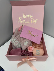 Mother's Day Gift Box Set with Slippers Jewelry Box Makeup Bag Sleeping Mask & Glass Tumbler