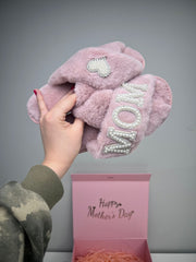 Mother's Day Gift Box Set with Slippers Jewelry Box Makeup Bag Sleeping Mask & Glass Tumbler