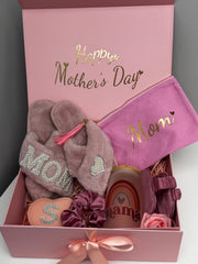 Mother's Day Gift Box Set with Slippers Jewelry Box Makeup Bag Sleeping Mask & Glass Tumbler