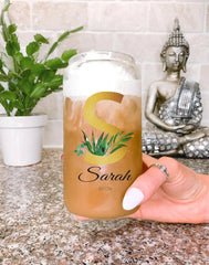 Personalized Bachelorette Bridal Party Glass Tumbler Lid Coffee Cup Gift