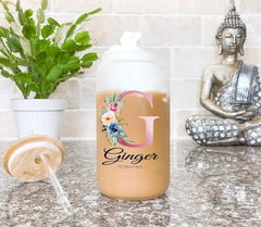 Personalized Bachelorette Bridal Party Glass Tumbler Lid Coffee Cup Gift