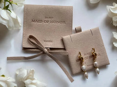 Bridesmaid Jewelry Pouch with 18k Gold Plated Pearl Knot Earrings