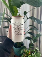 Personalized Glass Coffee Cup Graduation Gift for PhD Master's Med Law