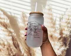 Personalized Glass Coffee Cup Graduation Gift for PhD Master's Med Law