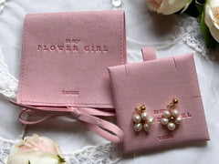 Bridesmaid Jewelry Pouch with 18k Gold Plated Pearl Knot Earrings