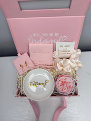 Personalized Bridesmaid Proposal Gift Box with Knot Pearl Drop Earrings