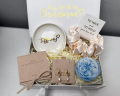 Personalized Bridesmaid Proposal Gift Box with Knot Pearl Drop Earrings