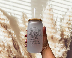 Personalized Glass Coffee Cup Graduation Gift for PhD Master's Med Law