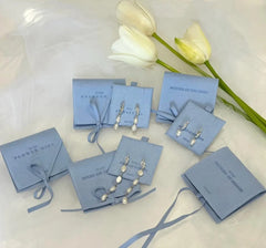Bridesmaid Jewelry Pouch with 18k Gold Plated Pearl Knot Earrings