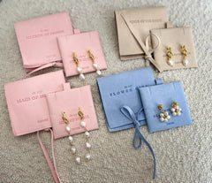 Bridesmaid Jewelry Pouch with 18k Gold Plated Pearl Knot Earrings