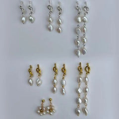 Bridesmaid Jewelry Pouch with 18k Gold Plated Pearl Knot Earrings