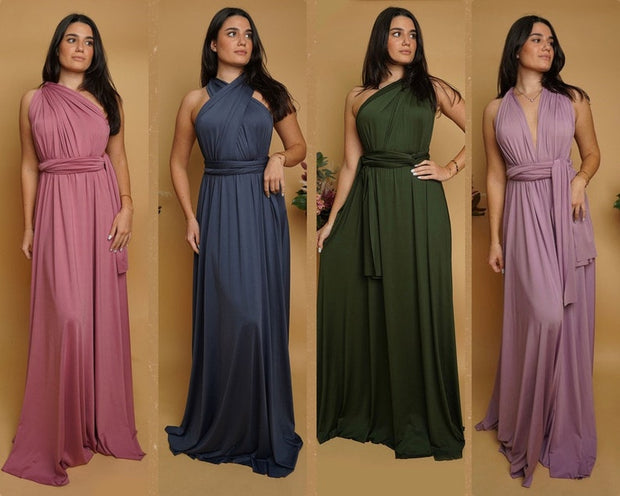 Bridesmaid Olive Green Bridal Party Bridesmaid Convertible Maxi Dress