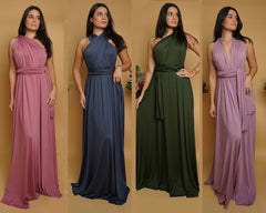 Bridesmaid Olive Green Bridal Party Bridesmaid Convertible Maxi Dress