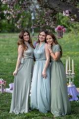 Bridesmaid Olive Green Bridal Party Bridesmaid Convertible Maxi Dress
