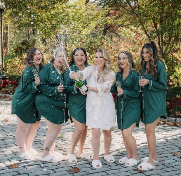 Personalized PJ Bridesmaid Forest Green Sleep Shirt for Bridal Gift