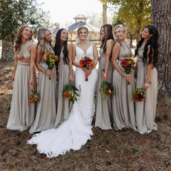 Bridesmaid Olive Green Bridal Party Bridesmaid Convertible Maxi Dress