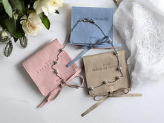 Bridesmaid Jewelry Pouch with Bracelet in Silver Gold Pearl