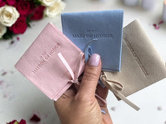 Bridesmaid Jewelry Pouch with Bracelet in Silver Gold Pearl
