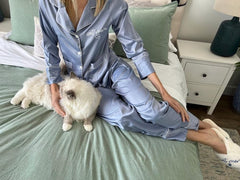 Custom Satin Pajamas Short PJ Sets Cat Mom & Dog Mom Gifts