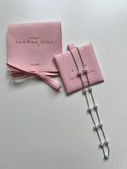 Bridesmaid Jewelry Pouch with Bracelet in Silver Gold Pearl