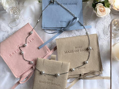 Bridesmaid Jewelry Pouch with Bracelet in Silver Gold Pearl