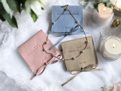 Bridesmaid Jewelry Pouch with Bracelet in Silver Gold Pearl