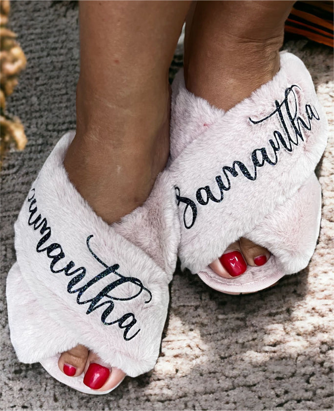 Personalized Bridal Fluffy Slippers